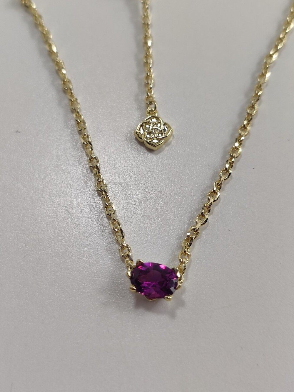 Kendra Scott Cailin Purple Crystal Gold Pendant Necklace 14K Gold Over Brass